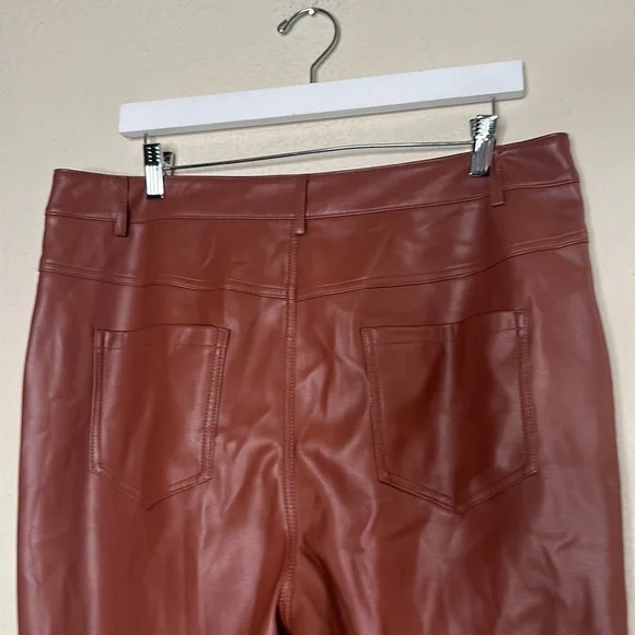 NWOT Anthropologie Laser-Cut Faux Leather Trousers Brown Size 14 Fall Autumn - Picture 12 of 17